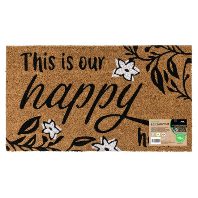 JVL Latex Backed Coir Entrance Doormat, 40x70cm - Our Happy Home