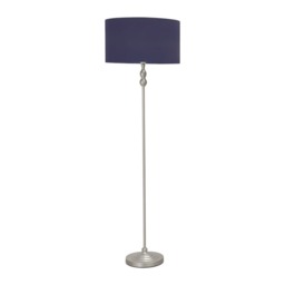 ValueLights Maggie Chrome Candlestick Floor Lamp Navy Shade Blue