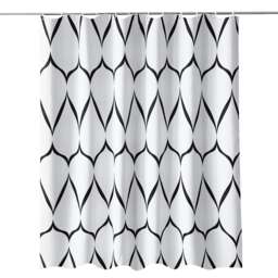 Lattice White Polyester Shower Curtain with 12 Hooks - 180x200cm