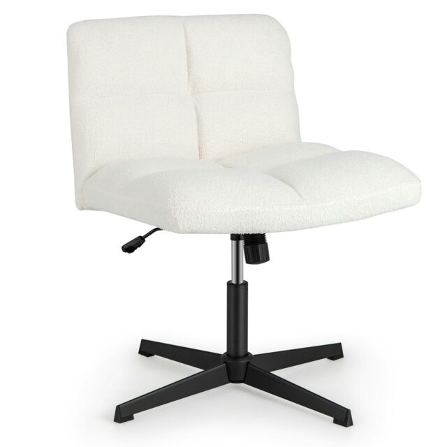 COSTWAY Armless Home Office Chair Swivel Desk Chair White White