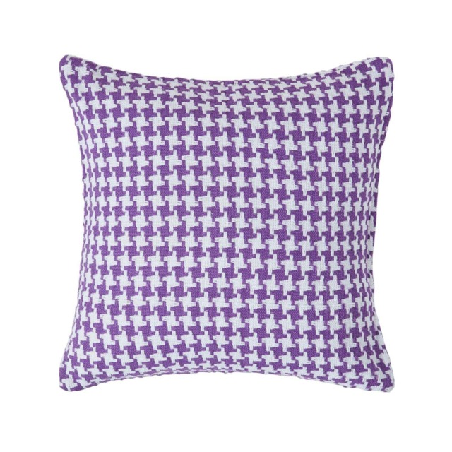 Homescapes Houndstooth Cotton Cushion Cover Purple - 60 x 60 cm Purple Purple 60 x 60 cm