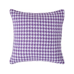 Homescapes Houndstooth Cotton Cushion Cover Purple - 60 x 60 cm Purple Purple 60 x 60 cm