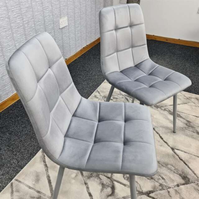 Dining Chairs Set Of 2 Grey Tufted Chairs Velvet Chairs Seats