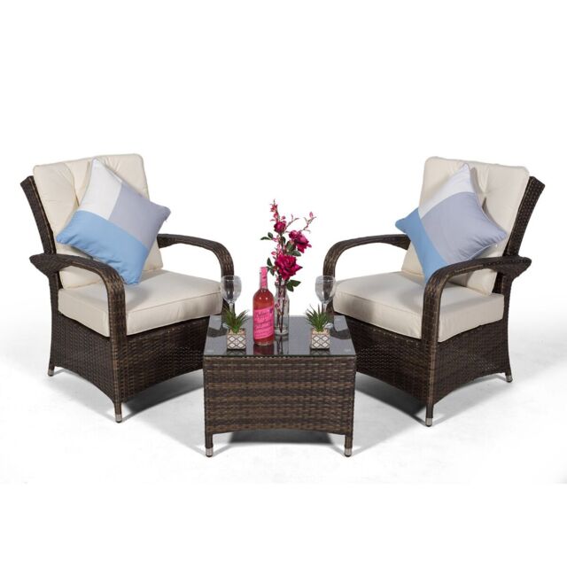 Giardino Arizona 2 Seat Garden Lounge Chair Set Brown Brown