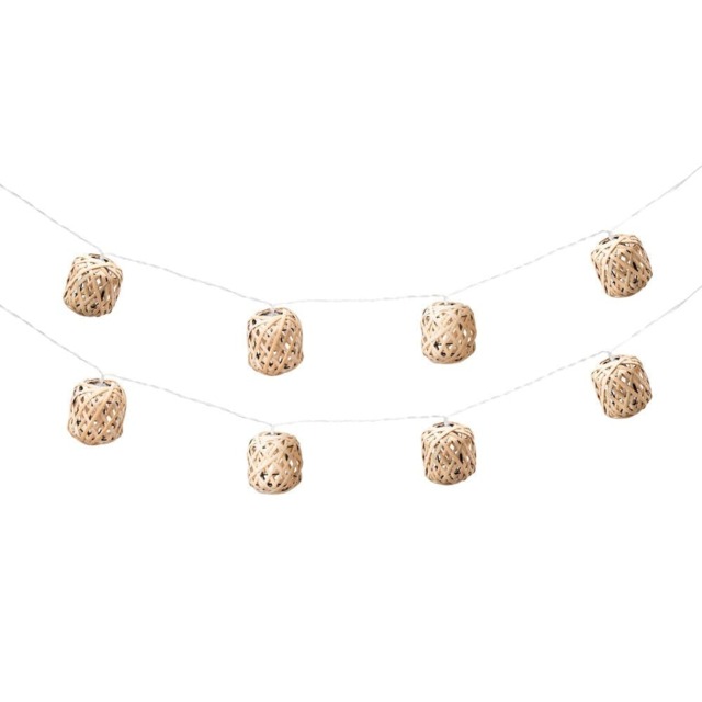 ValueLights 10 Battery Operated Outdoor Rattan Wicker Ball Garden String Lights Clear