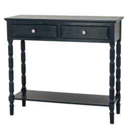 Contour Collection 2 Drawer Console Table - Wood - L33 x W90 x H80 cm - Black