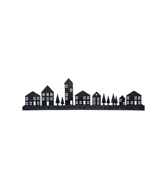 Advent Tealight Centrepiece - Mild Steel - L6 x W70 x H20 cm - Black Black