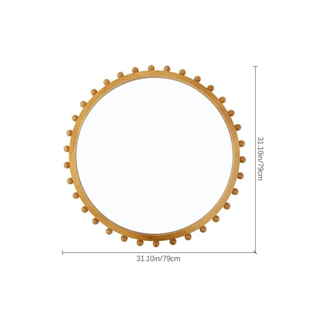 Living and Home Pine Wood American Transitional Style Decorative Wall Mounted Mirror Brown