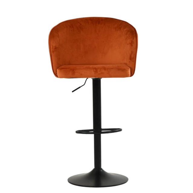 Lakeland Furniture Novara Burnt Orange Velvet Black Gas Lift Base Bar Stool
