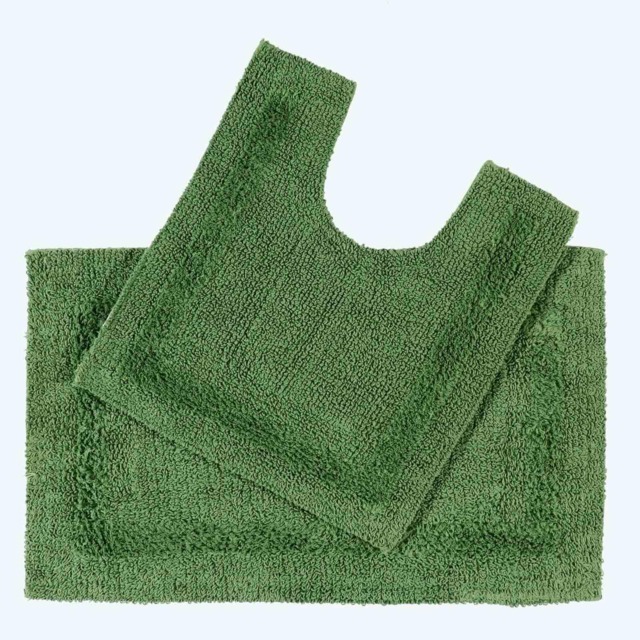 Homescapes Luxury Reversible Cotton Bath Mat Set - Fern Green