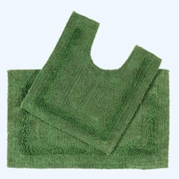 Homescapes Luxury Reversible Cotton Bath Mat Set - Fern Green