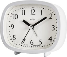 Acctim Hilda Analogue Alarm Clock Non Ticking Sweep Crescendo Alarm Backlight Contemporary White White