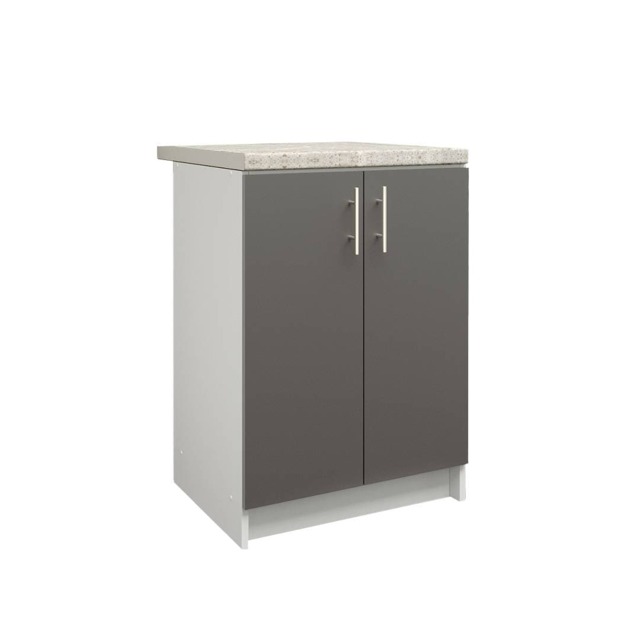 JD Greta Kitchen Base Unit 600mm Storage Cabinet With Doors Shelf 60cm Dark Grey Matt with Worktop