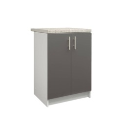 JD Greta Kitchen Base Unit 600mm Storage Cabinet With Doors Shelf 60cm Dark Grey Matt with Worktop