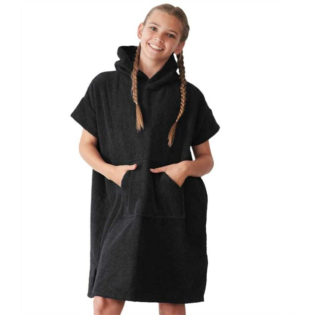 Towel City Childrens/Kids Hooded Towel - Black - 10-13 Years