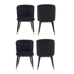 Set of 4 Sofina Modern Velvet Dining Chairs with Tufted Back - Wooden Frame & Gold-Tipped Rubberwood Legs Grey Grey