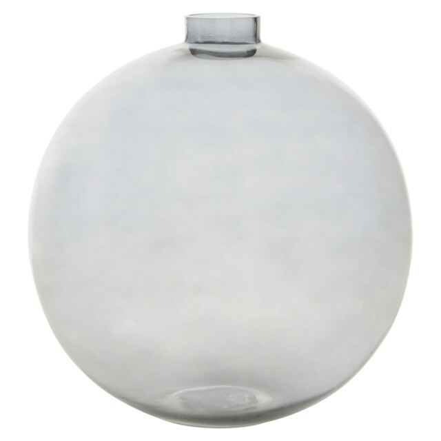 Interiors by Premier Bottle Design Grey Glass Vase, Narrow Mouth Cylindrical Flower Vase, Contemporary Coloured Vase for Homes Grey