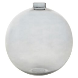 Orsina Bottle Design Grey Glass Vase, Narrow Mouth Cylindrical Flower Vase, Contemporary Coloured Vase for Homes