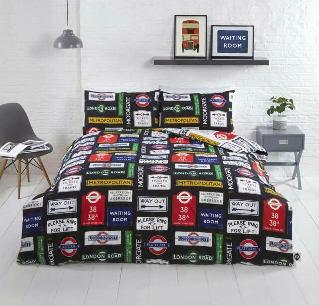 TFL London Signs Duvet Cover Set Bedding - Double