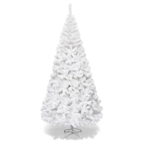 COSTWAY 8 Feet White Artificial Christmas Tree with Metal Stand