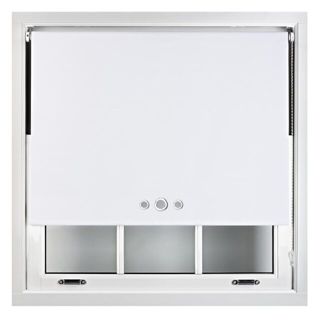 FURNISHED Custom Fit Blackout Roller Blinds with Triple Round Eyelets & Metal Fittings White White (W) 120cm x (L) 210cm