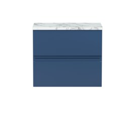 Balterley Mavesyn Contemporary 2 Drawer Wall Hung Vanity Unit with Laminate Worktop, Dark Blue, 600mm