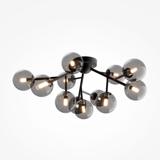Maytoni Dallas Modern 12 Light Globe Ceiling Light Matt Black, Black Shade, G9