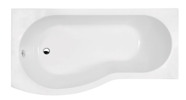 Balterley Modern B Shape Left Hand Shower Bath Tub with Leg Set White White