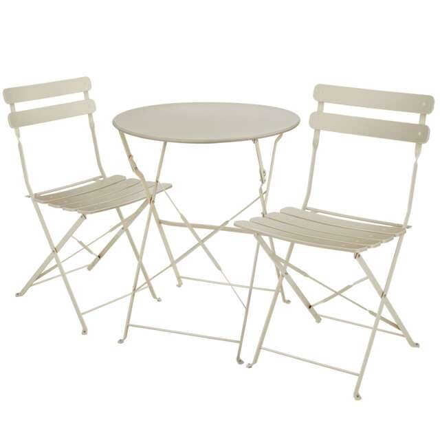 Garden Table and Chairs Frieda - 2 seater, for balconies, patios and terraces, folding and lightweight Cream cream 1