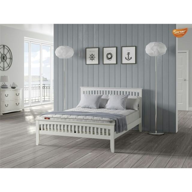 "4ft 6"" Double Aldershot White Shaker Style Wood Bed Frame - (146cm)"