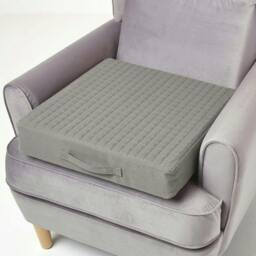 Homescapes Grey Cotton Orthopaedic Foam Armchair Booster Cushion Grey Charcoal Grey 50 x 50 x 10 cm