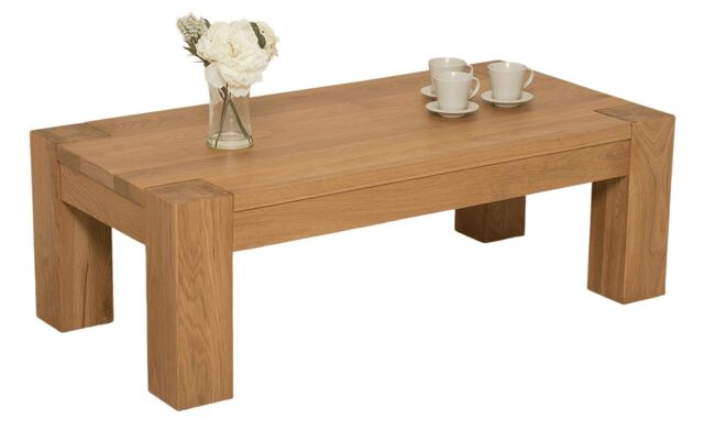 Kuba Chunky Large Oak Coffee Table for Living Room Brown Light Oak