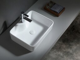 UP Bathroom Countertop Basin Sink Ceramic Rectangle Sit On - White W490xH130mm
