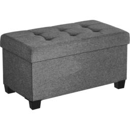 Storage Ottoman Bench with Legs, Foldable End of Bed Seat with Hidden Compartment, Dark Grey