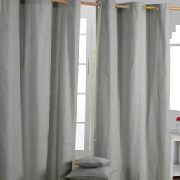 Homescapes Plain Off Grey Cotton Eyelet Curtains - 137 x 182 cm Grey Grey