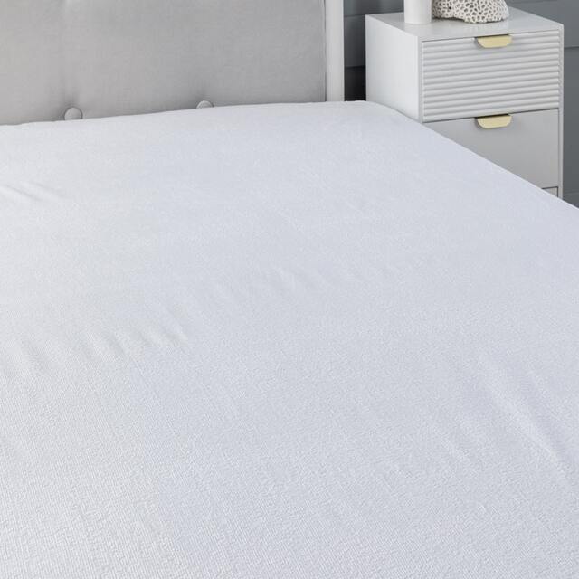 12Inch Deep Waterproof Terry Towel Mattress Protector Soft Touch Non Noisy Fitted Sheet White Single
