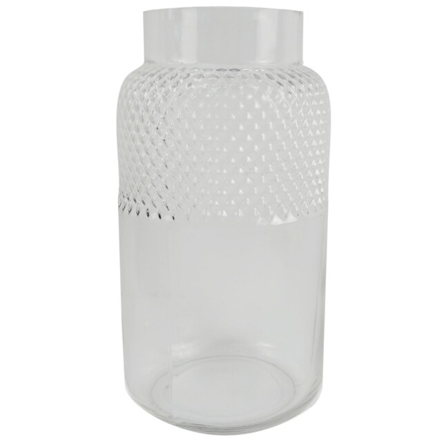 29cm Clear Glass Diamond Vase White 29