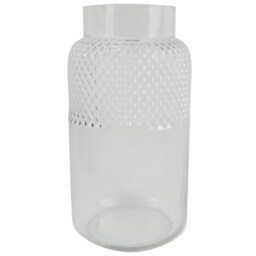 29cm Clear Glass Diamond Vase White 29