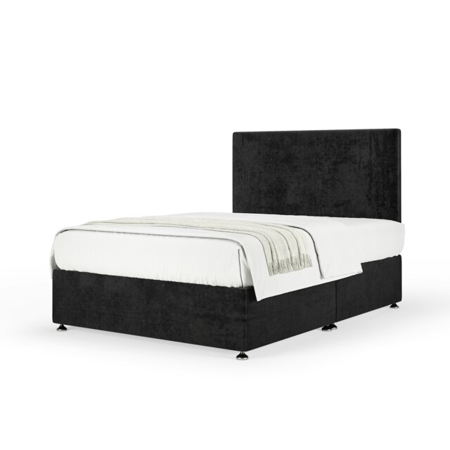 Super Ortho Orthopaedic Black Naples Velvet Divan Set And Valencia Headboard Small Double