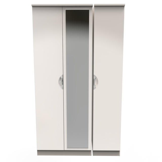Holborn Triple Mirror Wardrobe in Kashmir Gloss & Kashmir (Ready Assembled) Cream Kashmir Gloss & Kashmir
