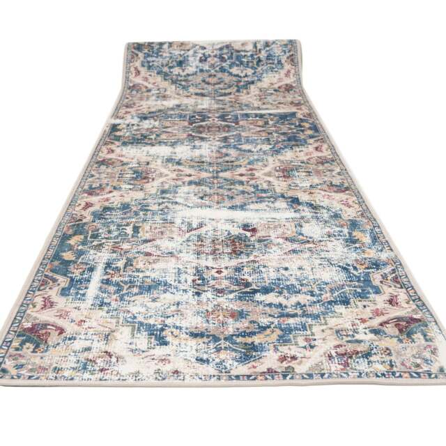 KUKOON Washable Distressed Vintage Stair Carpet Runner Rug 60cm x 600cm