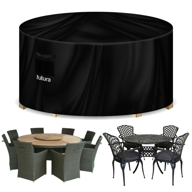 Futura Round 190x80cm Waterproof Garden Furniture Cover 600D Black Black 190x80cm 1