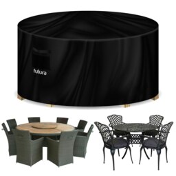Futura Round 190x80cm Waterproof Garden Furniture Cover 600D Black Black 190x80cm 1
