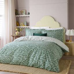 Wylder Brianna Floral 100% Cotton Duvet Cover Set, Super King, Green Green Super King