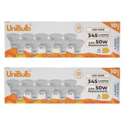 UniBulb LED GU10 345lm 3.6W (Replaces 50W) 4000K (Cool White) Spotlight Downlight Light Bulb - Pack of 20