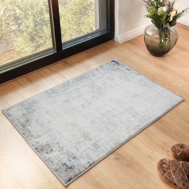 LIVABLISS Roma-Abstract Gray Modern Marble Rug 60 x 90 cm Blue Grey Off-White