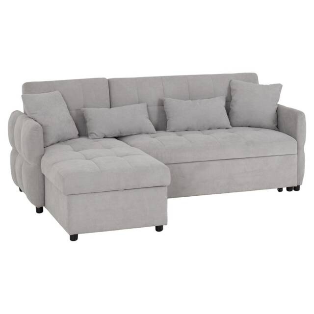 Chelsea Corner Sofa Bed - L144 x W88 x H212 cm - Silver Grey