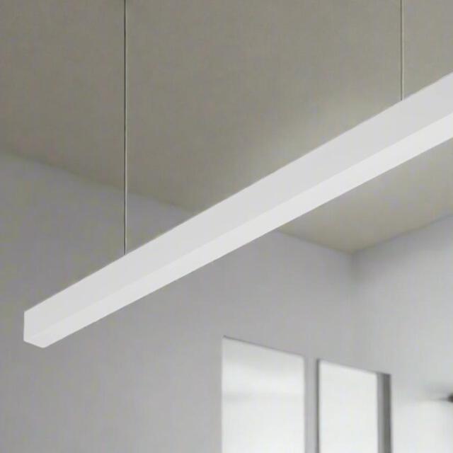 CGC Luna 1.2m White Linear LED Pendant Light 40W 4000k White White Length: 120 cm, Height: 5 cm, Width: 7 cm