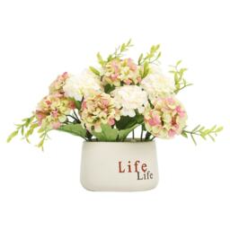 Living and Home Artificial Hydrangea Flower in Ceramic Planter for Desktop