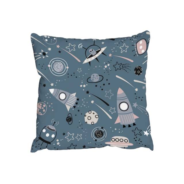spaceships and planets with stars (Outdoor Cushion)